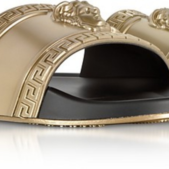 Versace Medusa Head Gold Metallic Beach Slides